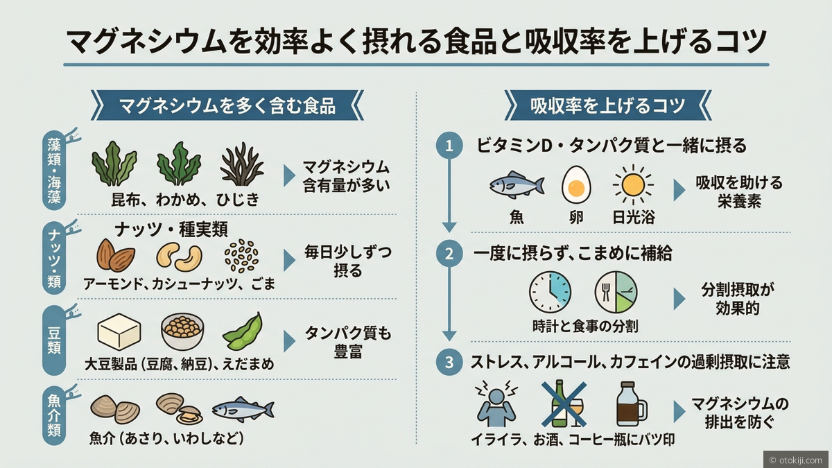 マグネシウム不足で起こりやすい不調と食事から補うための実践ポイント